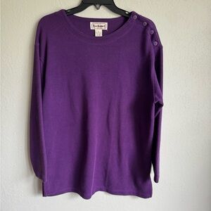 Bechamel Purple Round Button Neck Vintage Tunic Sweater Womens M Grannycore